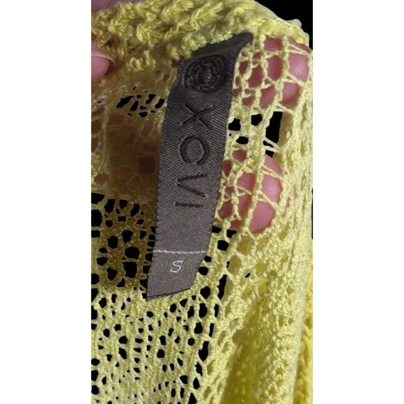 XCVI Summery Yellow Asymmetrical Crochet Swim Coverup - Picture 5 of 10